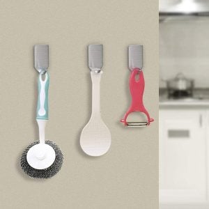 hooks under cabinets for kitchen organization and utensil storage
