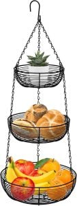 hanging fruit basket for small kitchen organization and decor