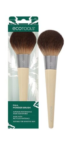 Fluffy powder brush essential for setting makeup with loose or pressed powder, like the EcoTools Full Powder Brush.